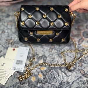 Ted Baker Black Quilted Crossbody Bag with Gold Chain